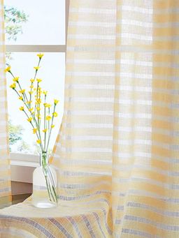 Urban Space - Horizontal Weaved Sheer Curtains for Window 5Ft - Yellow