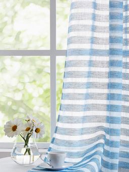 Urban Space - Horizontal Weaved Sheer Curtains for Window 5Ft - Blue