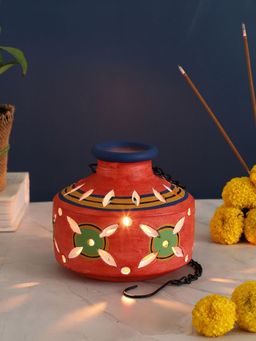 VarEesha - Brick Red Flat Terracotta Tea Light Holder - Small