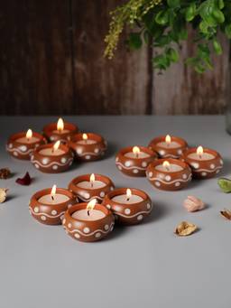 VarEesha - Hand Painted Traditional Ceramic Tea Light Holders Set Of 12