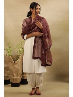 Folksong - Women Purple Festive Solid Silk Dupatta