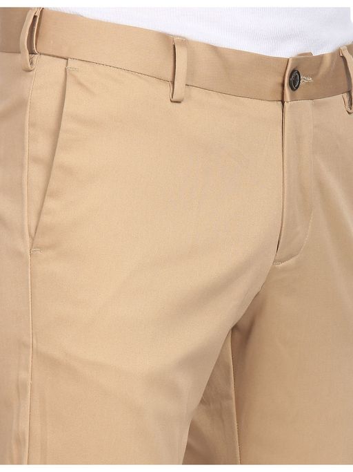 Buy Arrow Sports Men Khaki Stain Resistant Bronson Slim Fit Auto