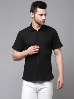 RIGO - Men Black Waffle Knit Shirt