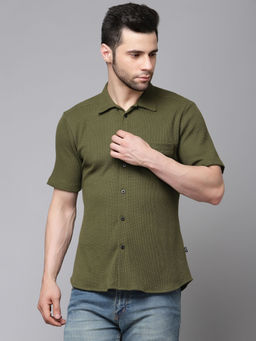 RIGO - Men Olive Waffle Knit Shirt