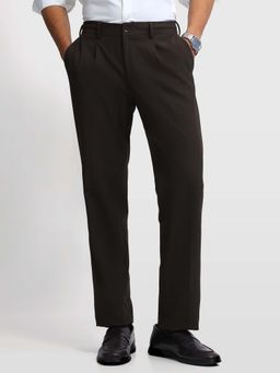 Arrow Newyork - Brown Hudson Regular Fit Pleated Elixir Trousers