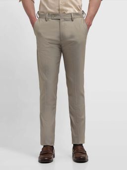 Arrow - Beige Dobby Jackson Super Straight Fit Trousers