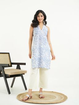 GOODHAND - Women Lavender V-Neck Sleeveless Kurta