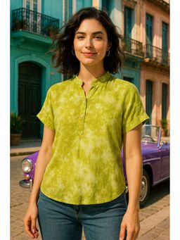 Maaesa - Women Tie and Dye Green Casual Top