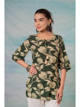 Juniper - Green Floral Printed Viscose Tunic
