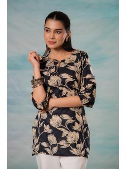 Juniper - Grey Floral Printed Viscose Tunic