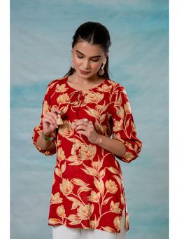 Juniper - Red Floral Printed Viscose Tunic