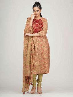 Shruti S - Gold Hand Painted And Embroidered Kurta (Set of 3)