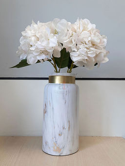 Art Street - Artificial Silk White Hydrangea Flower Stick for Vases Set of 2 Faux Flowers