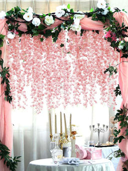 Art Street - Pack of 4 Artificial Fake Real Looking Cream Wisteria Vine Rata Hanging Garland