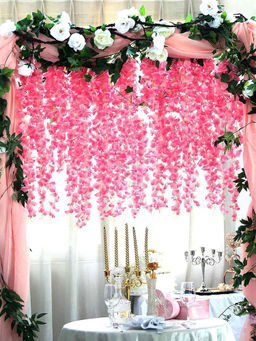 Art Street - Pack of 4 Artificial Fake Real Looking Pink Wisteria Vine Ratta Hanging Garland