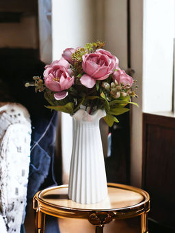 Art Street - Artificial Pink Peony Silk Set of 2 Real Touch Flowers for Home