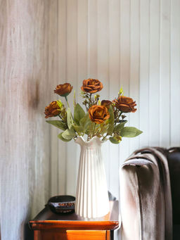 Art Street - Artificial Bunch Brown Rose Silk Flower Real Looking Flowers for Home