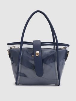 Pearlure - Paula for Women Italian Vegan Leather Handbag - Navy Blue