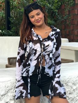 Tandul - Women Multicolor Georgette Black Top