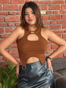 Tandul - Women chic Stylish Brown Crop Top