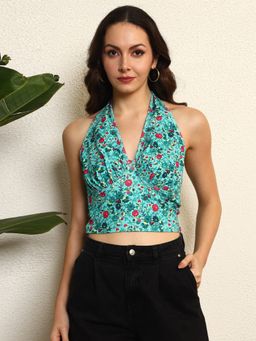 Tandul - Women Stunning Green Floral Crop Top