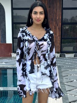 Tandul - Women Black Georgette Top