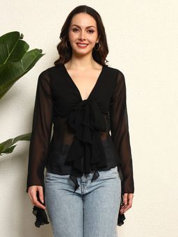 Tandul - Elegant Black Ruffled Top
