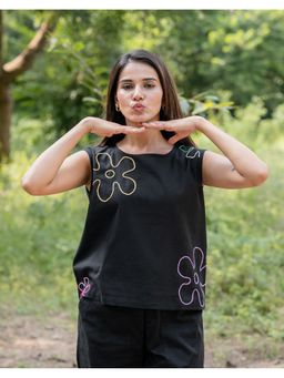 Babli - Jade Crop Black Top