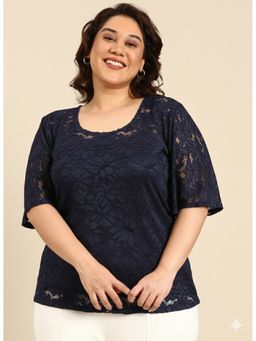 THE PINK MOON - Lace Navy Blue Top