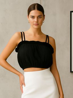 Don’t be basic - Black Solid Crop Top