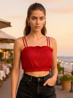 Don’t be basic - Maroon Solid Crop Top