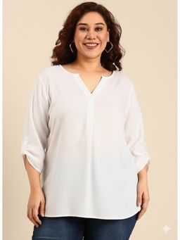 THE PINK MOON - V-Neck White Top