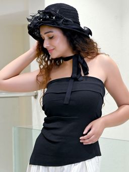 Odette - Black Cotton Rib Solid Top