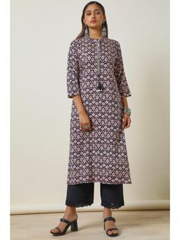 Soch - Women's Black Rayon Abstract Print Kurta