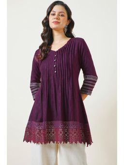 Soch - Women's Wine Rayon Schiffli Tunic