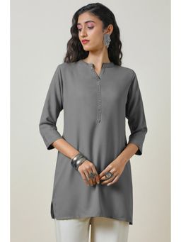 Soch - Women's Grey Mandarin Collar Straight Tunic
