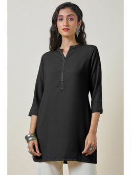 Soch - Women's Black Mandarin Collar Straight Tunic