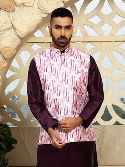 Kraft India - Men Pink Printed Nehru Jacket