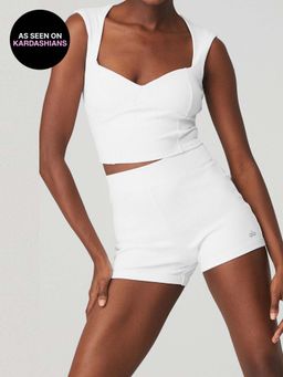 Alo - Ribbed Sweetheart Ss White