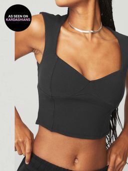 Alo - Ribbed Sweetheart Ss Black