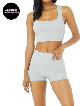 Alo - Soft Ribbed Chic Bra Tank Athletic Heather Grey