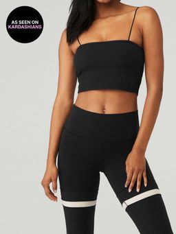 Alo - Goddess Ribbed Bandeau Top Black
