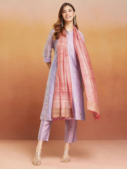 Fabindia - Maroon Silk Stripes Stole