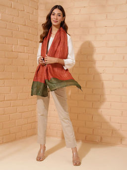 Fabindia - Rust Silk Hand Block Printed Stole