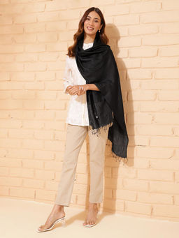 Fabindia - Black Silk Hand Woven Stole