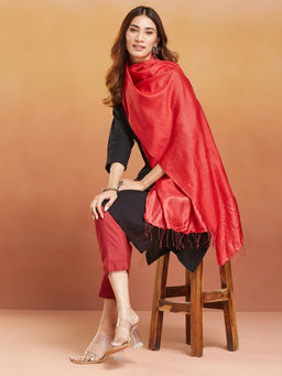 Fabindia - Red Silk Hand Woven Stole