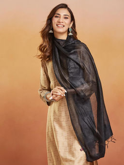 Fabindia - Black Silk Woven Stole