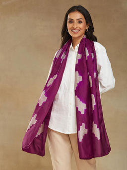Fabindia - Purple Silk Printed Stole
