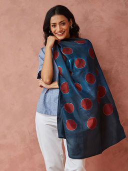 Fabindia - Blue Silk Printed Stole