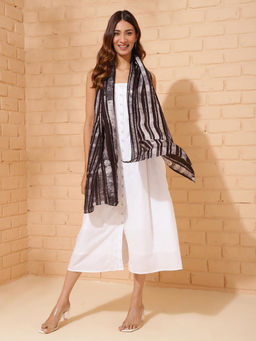 Fabindia - Black Silk Batik Printed Stole